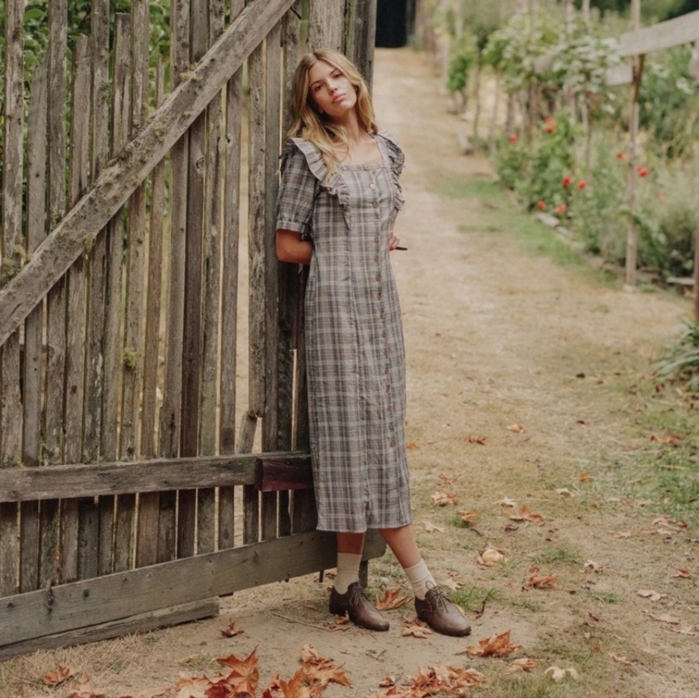 Christy Dawn Darcy dress in blue azure plaid, small - Picture 1 of 9